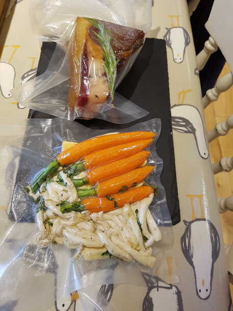 Bags of steak and trimmings