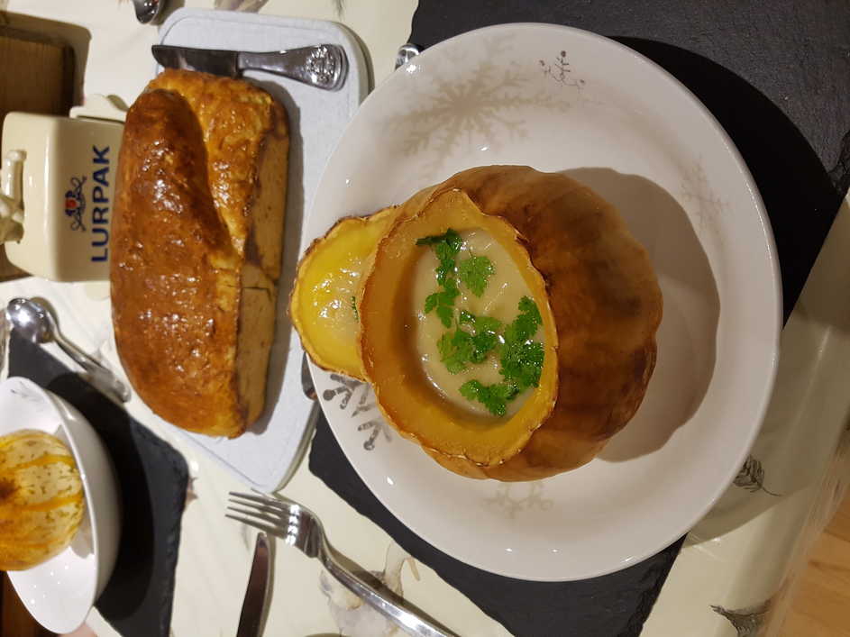 Jerusalem Artichoke Soup in a Pumpkin