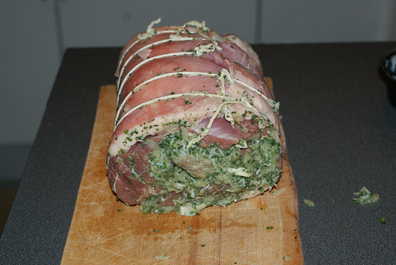 Saddle of Lamb. Rolled. Stuffed.