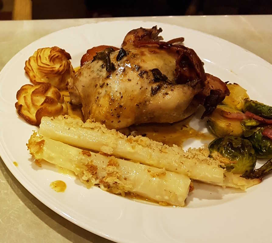 Roast partridge dinner