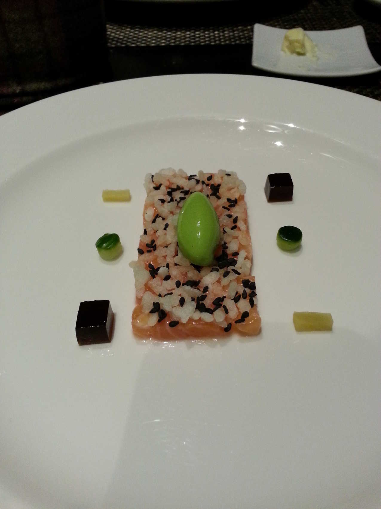Tartare of Shetland salmon served sushi style