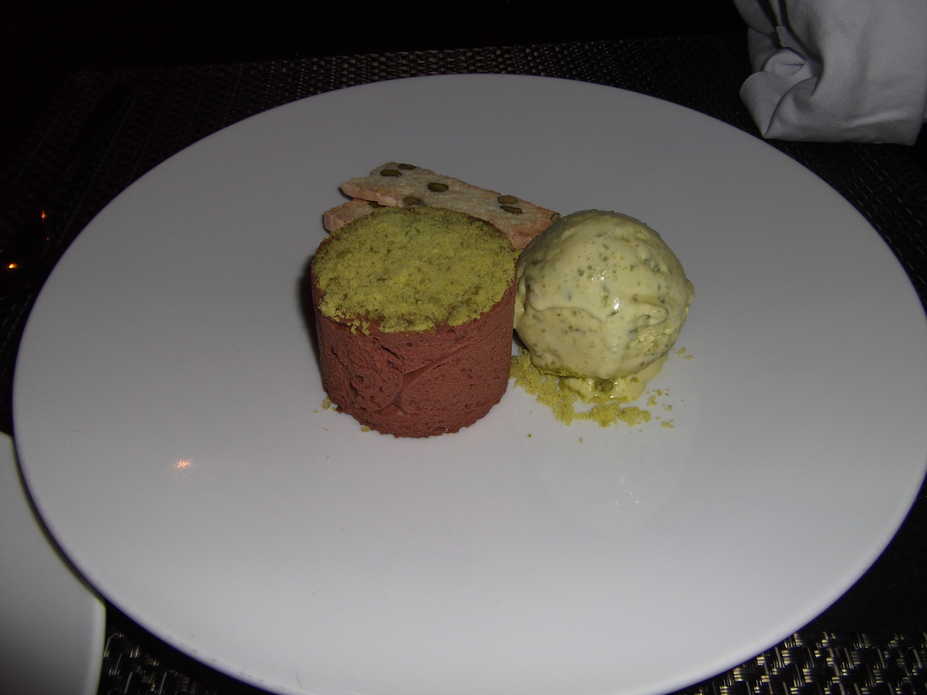 Chocolate Mousse. Pistachio Ice Cream.